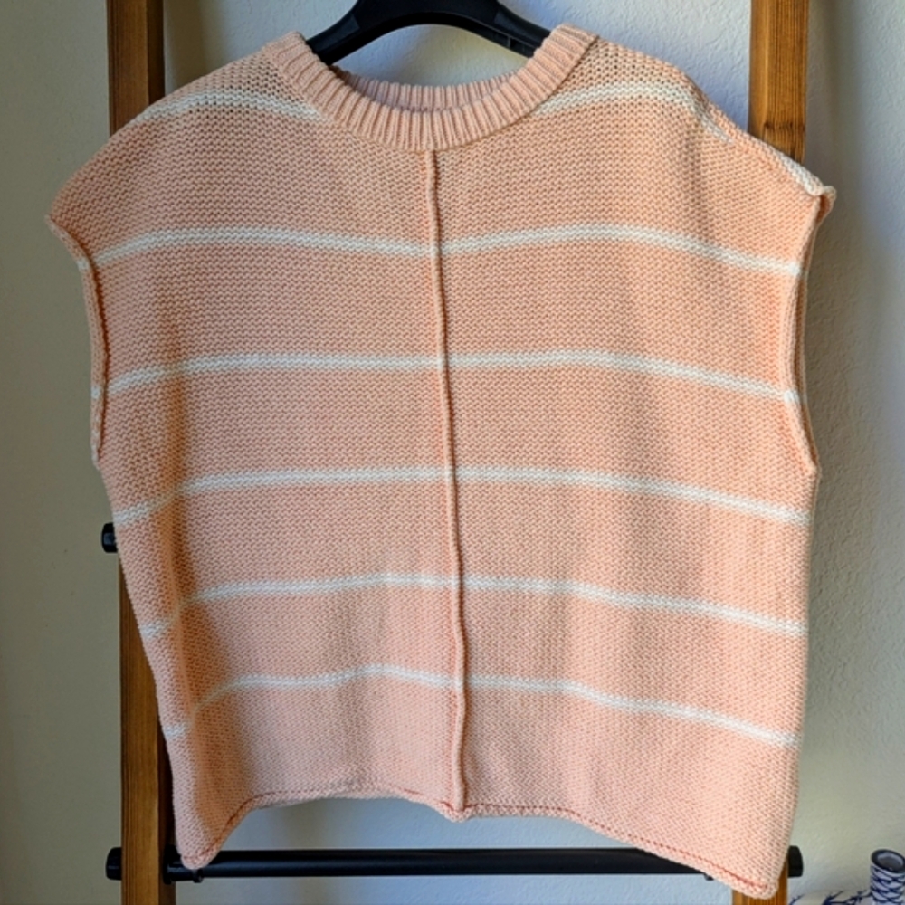 Universal Thread Women's Peach White Striped Oversized Knit Sweater - Size S